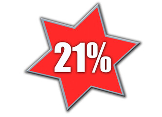 21 Percent off 3d Sign on White Background, Special Offer 21% Discount Tag, Sale Up to 21 Percent Off,big offer, Sale, Special Offer Label, Sticker, Tag, Banner, Advertising, offer Icon