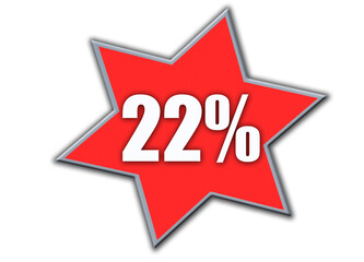 22 Percent off 3d Sign on White Background, Special Offer 22% Discount Tag, Sale Up to 22 Percent Off,big offer, Sale, Special Offer Label, Sticker, Tag, Banner, Advertising, offer Icon