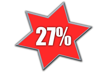 27 Percent off 3d Sign on White Background, Special Offer 27% Discount Tag, Sale Up to 27 Percent Off,big offer, Sale, Special Offer Label, Sticker, Tag, Banner, Advertising, offer Icon