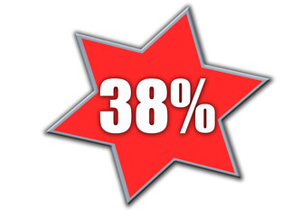 38 Percent off 3d Sign on White Background, Special Offer 388% Discount Tag, Sale Up to 38 Percent Off,big offer, Sale, Special Offer Label, Sticker, Tag, Banner, Advertising, offer Icon