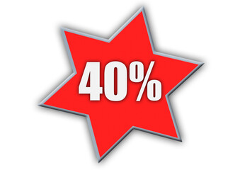 40 Percent off 3d Sign on White Background, Special Offer 40% Discount Tag, Sale Up to 40 Percent Off,big offer, Sale, Special Offer Label, Sticker, Tag, Banner, Advertising, offer Icon