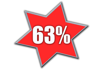 63 Percent off 3d Sign on White Background, Special Offer 63% Discount Tag, Sale Up to 63 Percent Off,big offer, Sale, Special Offer Label, Sticker, Tag, Banner, Advertising, offer Icon
