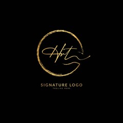 Initial letter HT. Monogram signature logo design template. Minimalis logo concept for business and company.