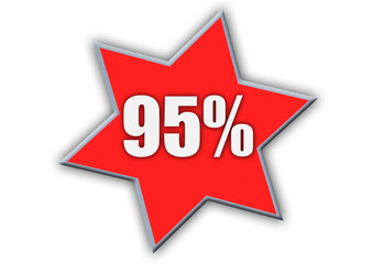 95 Percent off 3d Sign on White Background, Special Offer 95% Discount Tag, Sale Up to 95 Percent Off,big offer, Sale, Special Offer Label, Sticker, Tag, Banner, Advertising, offer Icon