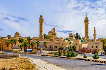 Jordan, city of Al Karak or Kerak. View on the beautiful Mosque. - obrazy, fototapety, plakaty