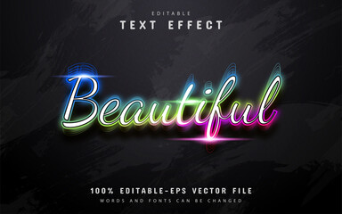Beautiful text, colorful neon style text effect