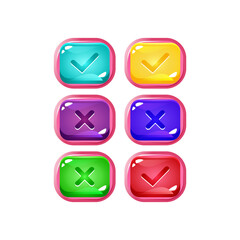 set of colorful jelly game ui with pinky border for gui asset elements vector illustration