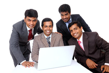 A Successful Indian business team isolated on white.