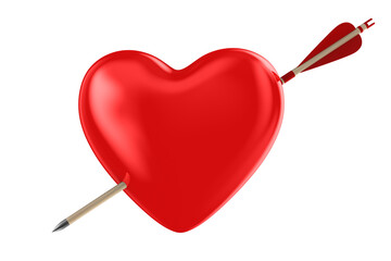 Arrow and heart on white background. Isolated 3D illustration