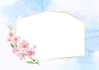 大理石風背景　桜のフレーム