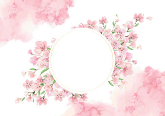 Fototapeta na wymiar 大理石風背景　桜のフレーム