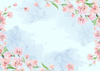 大理石風背景　桜のフレーム