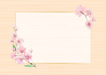 Naklejka na ściany i meble 木目背景　桜のフレーム