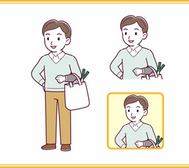 Dad in a light blue sweater