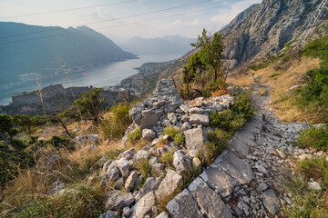 Spectacular views over Kotor Bay from a mountainside pathway,Kotor,Montenegro.