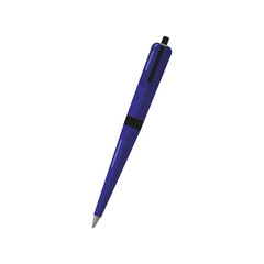 Classic ballpoint pen in blue. Stationery for signing documents. Isolated element on a white background. Vector illustration. Flat style.