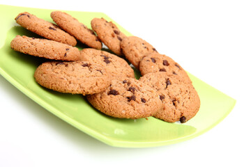 Chocolate homemade pastry biscuits isolated on white background