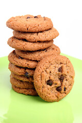 Chocolate homemade pastry biscuits isolated on white background