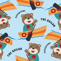 Seamless pattern with cute bear sailor, Cute Marine pattern for fabric, baby clothes, background, textile, wrapping paper and other decoration.