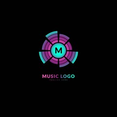 Initial letter M. Music wave logotype. Elegant music sound logo fit for business and music event. Vector logo design.