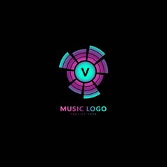 Initial letter V. Music wave logotype. Elegant music sound logo fit for business and music event. Vector logo design.