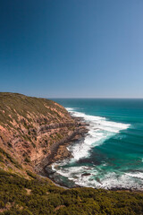Fototapeta na wymiar Sets of waves in Australia. Cape Shanck surf in Melbourne.