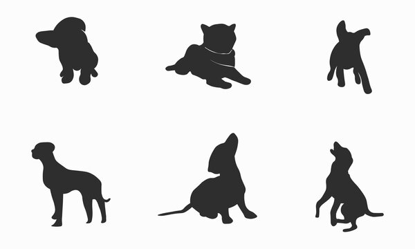 collection of dog silhuet vector illustrations