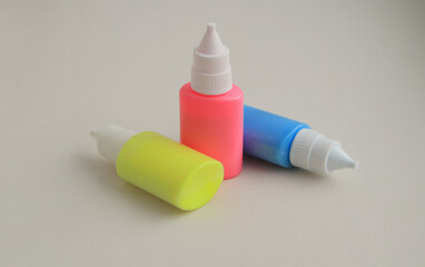 multi-colored stained glass paints in tubes for painting on glass