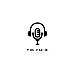 Music microphone logotype. Elegant music sound logo fit for business and music event. Vector logo design.