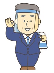 会社員・男性・シニア・除菌02