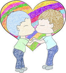 Gay Couple Chibi LGBT Happy Valentines 