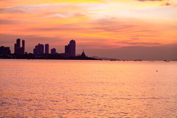 Naklejka premium Sea sky beach with nature sunset