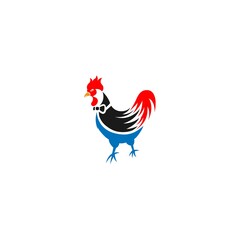Chicken mascot using tie simple icon logo design for team, club, or etc