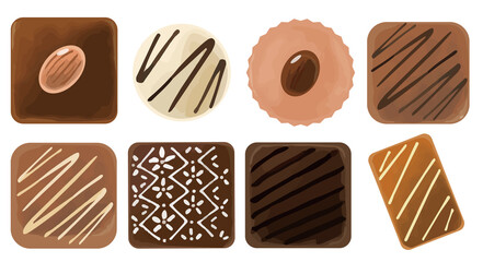 アナログタッチのバレンタインチョコレートのイラストセット