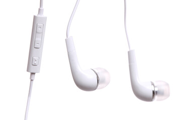 Earphones on a white background
