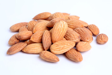 almonds on white background