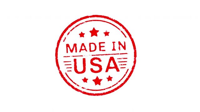 Made In Usa Text Stamp effects Animation on White Background and Green Screen