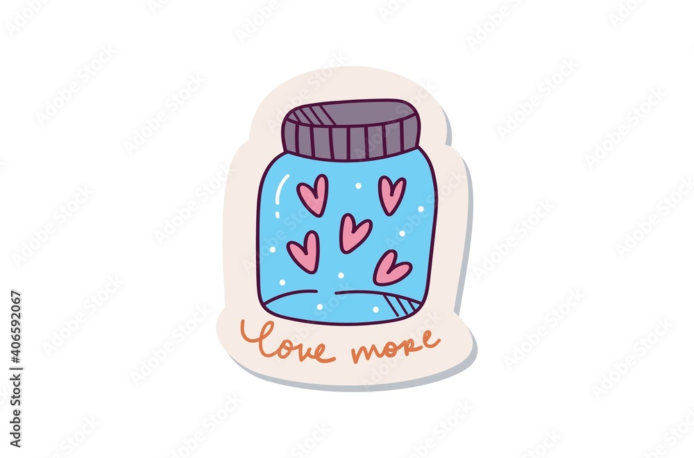 Wall mural Cute love jar sticker design