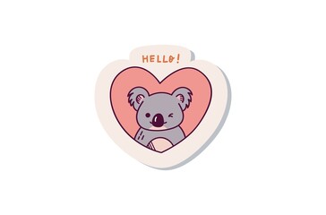 Cartoon koala with heart sticker design