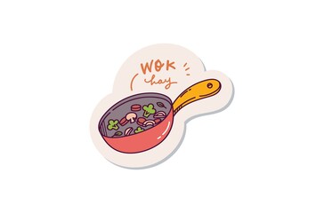 Cooking pan or wok sticker design
