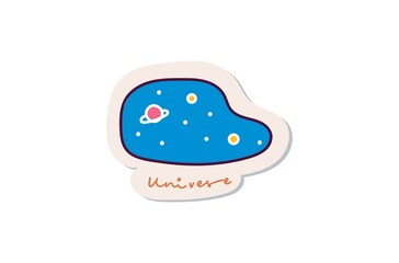 Science theme sticker design with cartoon universe 