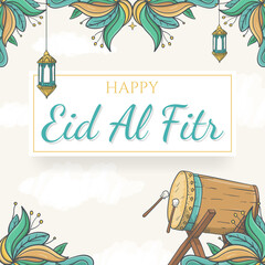 Hand drawn Eid al Fitr Background with Islamic Ornament