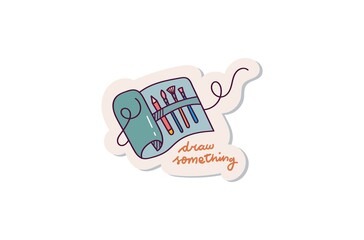 Set of painting equipment doodle sticker design 