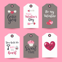 Collection of Valentine's Day tags.