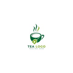 Tea logotype. Minimalist tea drinks logo concept, fit for cafe, restaurant, packaging and natural drinks. Illustration vector logo.