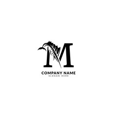 Initial letter M logotype. Minimalist fish logo concept, fit for fishing, seafood restaurant, packaging or ocean traveling. Illustration vector logo.