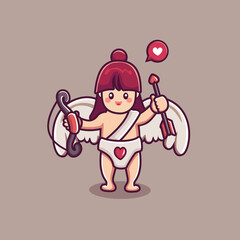 ute cupid boy character holding an arrow and a bow