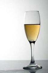 Glasses of alcohol drinks on white background.