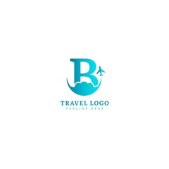 Initial letter B logotype. Minimalist traveling logo concept, fit for adventure, vacation agency, tour business or traveling agent. Illustration vector logo.