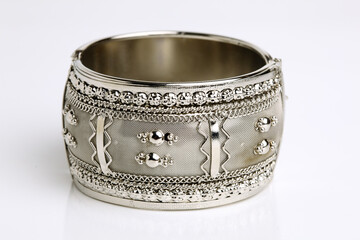 Beautiful bracelets on white background